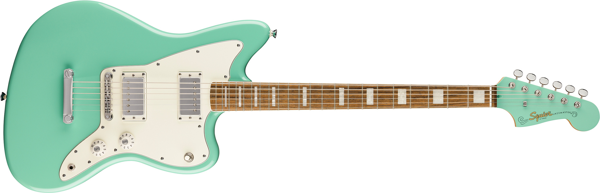Squier Jazzmaster Baritone Hh Paranormal 2h Ht Lau - Seafoam Green - Retro rock electric guitar - Main picture