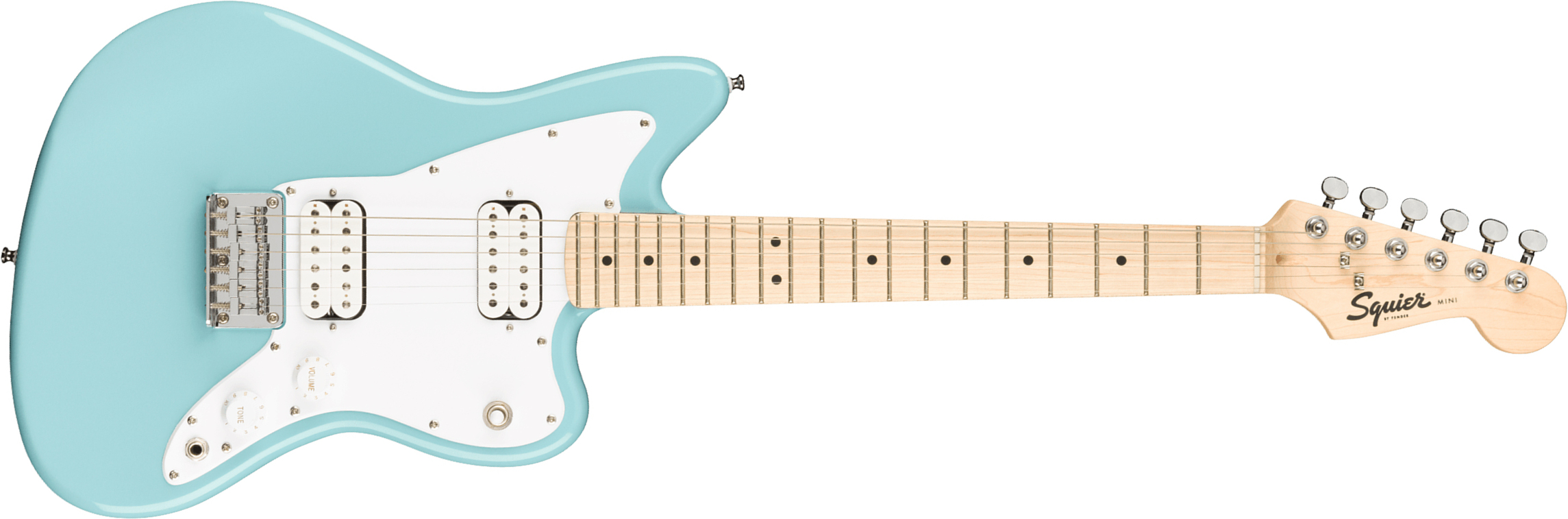 Squier Mini Jazzmaster Bullet Hh Ht Mn - Daphne Blue - Electric guitar for kids - Main picture