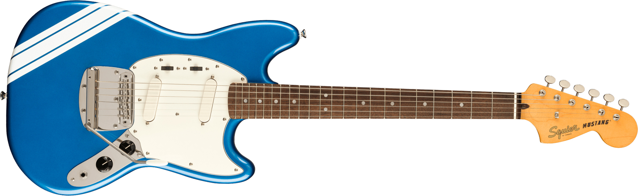 Squier Mustang  Classic Vibe 60s Competition Fsr Ltd Lau - Lake Placid Blue W/ Olympic White Stripes - Retro rock electric guitar - Main picture
