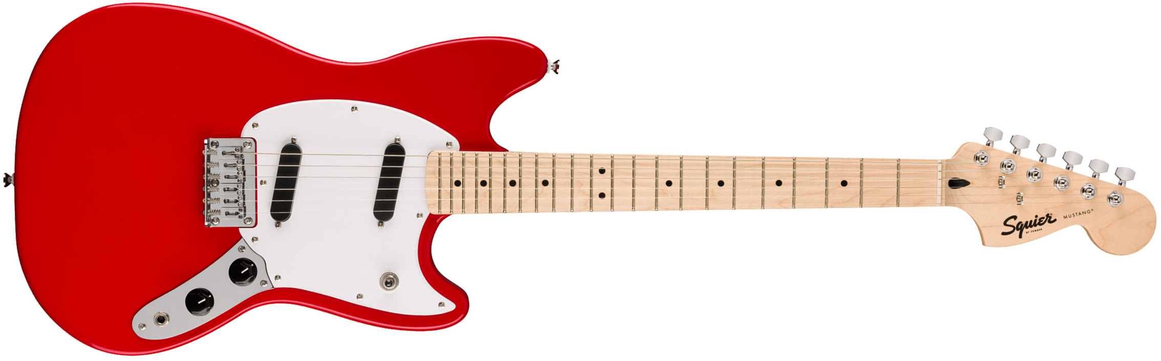 Squier Mustang Sonic 2s Ht Mn - Torino Red - Retro rock electric guitar - Main picture