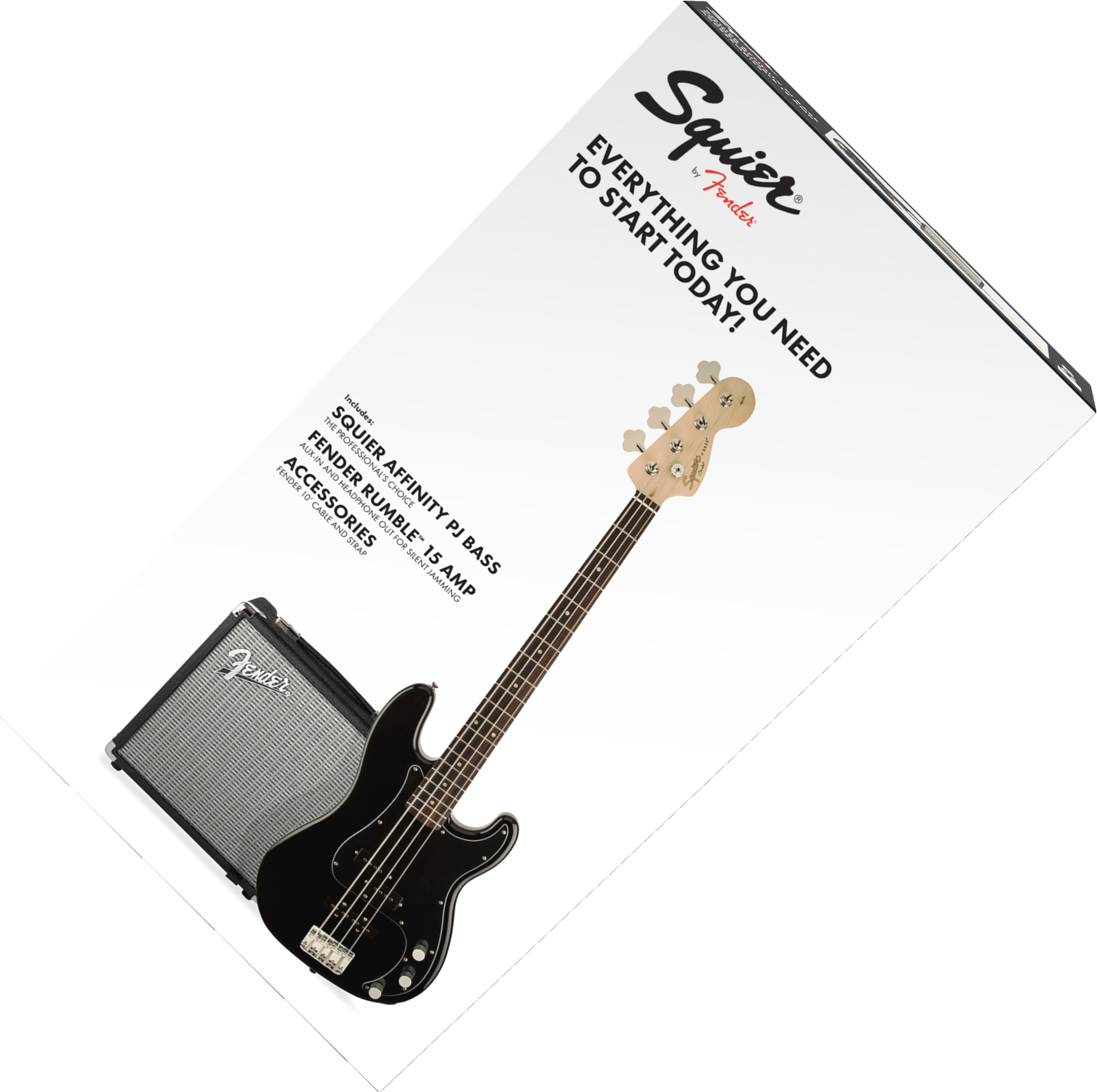 Squier Precision Bass Pj Affinity Series +fender Rumble 15 V3 Lau - Black - Solid body electric bass - Main picture