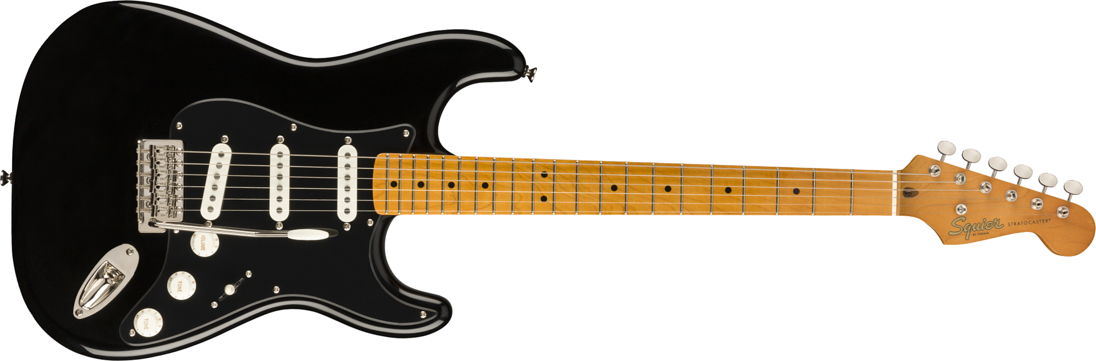 Squier Strat '50s Classic Vibe Fsr Ltd 2020mn - Black With Black Pickguard - Str shape electric guitar - Main picture