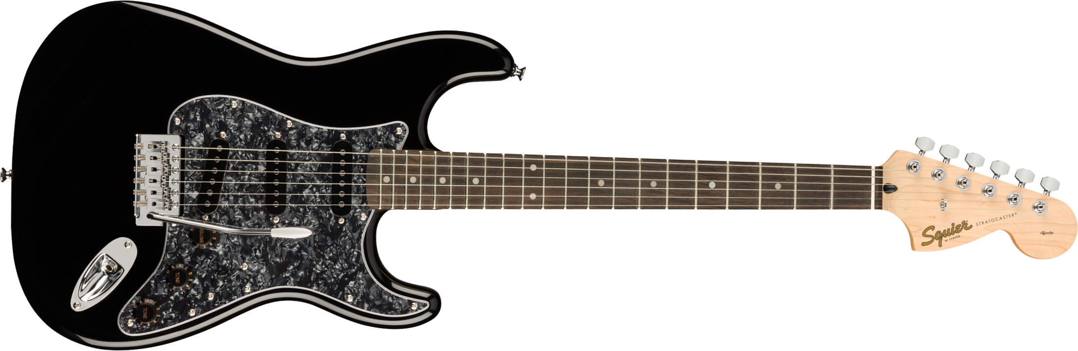 Squier Strat Affinity Black Pearl Pickguard Fsr Ltd Sss Trem Lau - Black - Str shape electric guitar - Main picture