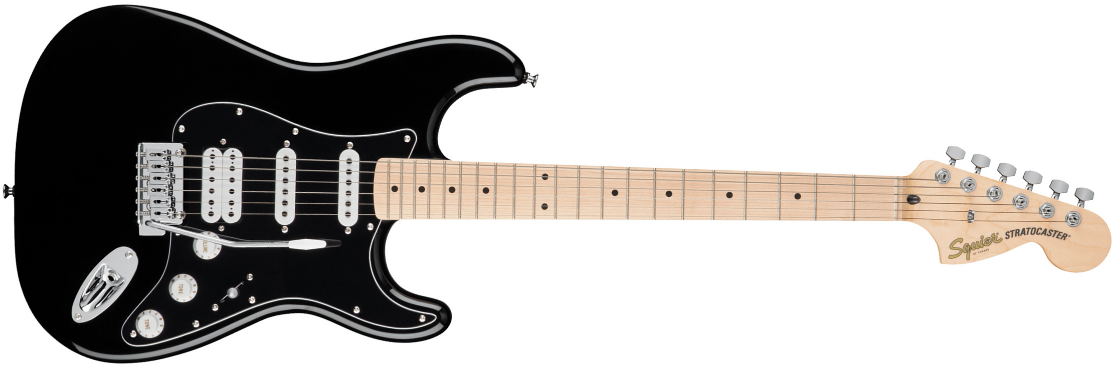 Squier Strat Affinity Black Pickguard Fsr Ltd Hss Trem Lau - Black - Str shape electric guitar - Main picture