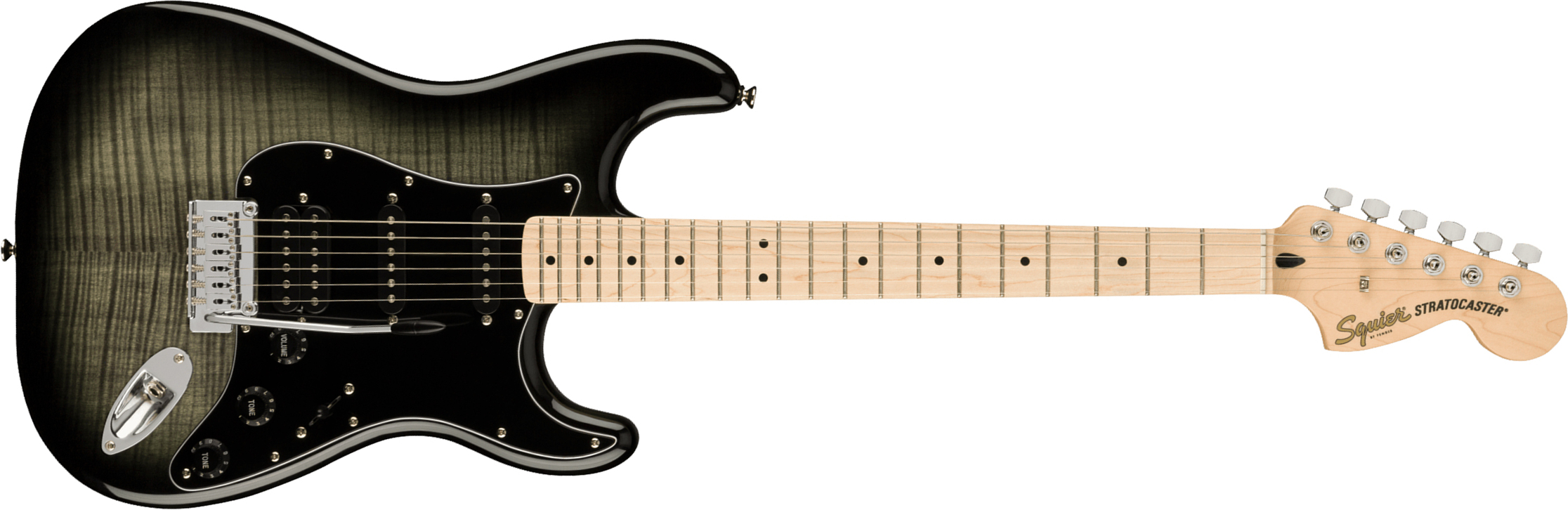Squier Strat Affinity Fmt Hss 2021 Trem Mn - Black Burst - Str shape electric guitar - Main picture