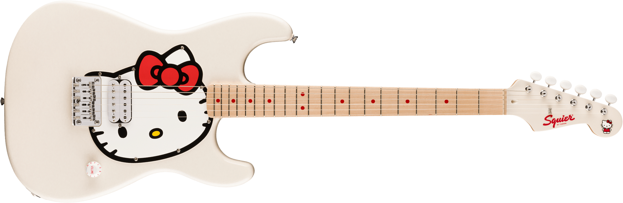 Squier Strat Fender X Hello Kitty 1h Ht Mn - White - Str shape electric guitar - Main picture