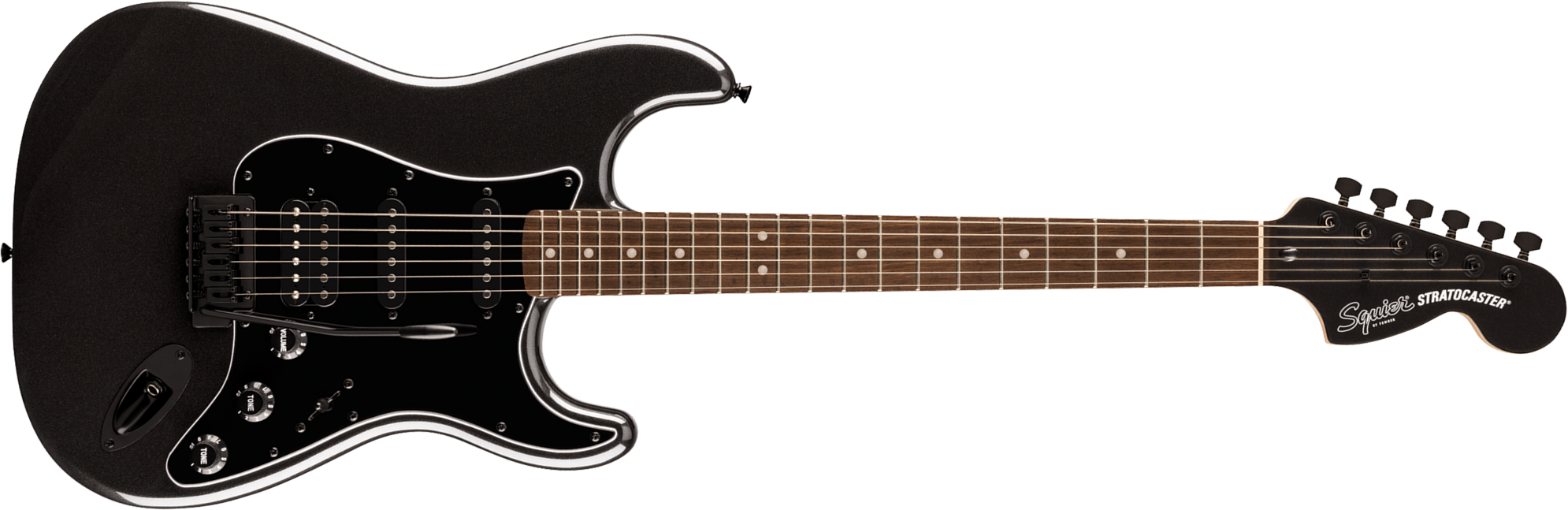 Squier Strat Hss Affinity Fsr Ltd Trem Lau - Metallic Black Matching Headstock - Str shape electric guitar - Main picture