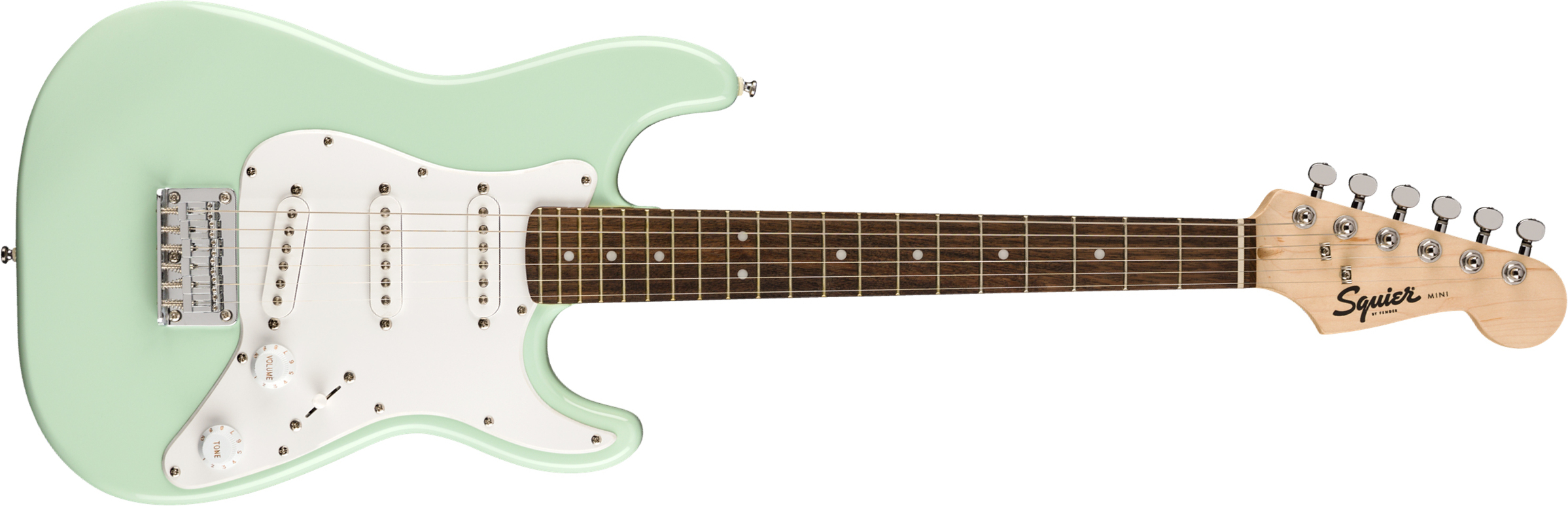 Squier Strat Mini Shsc 3s Ht Lau - Surf Green - Electric guitar for kids - Main picture