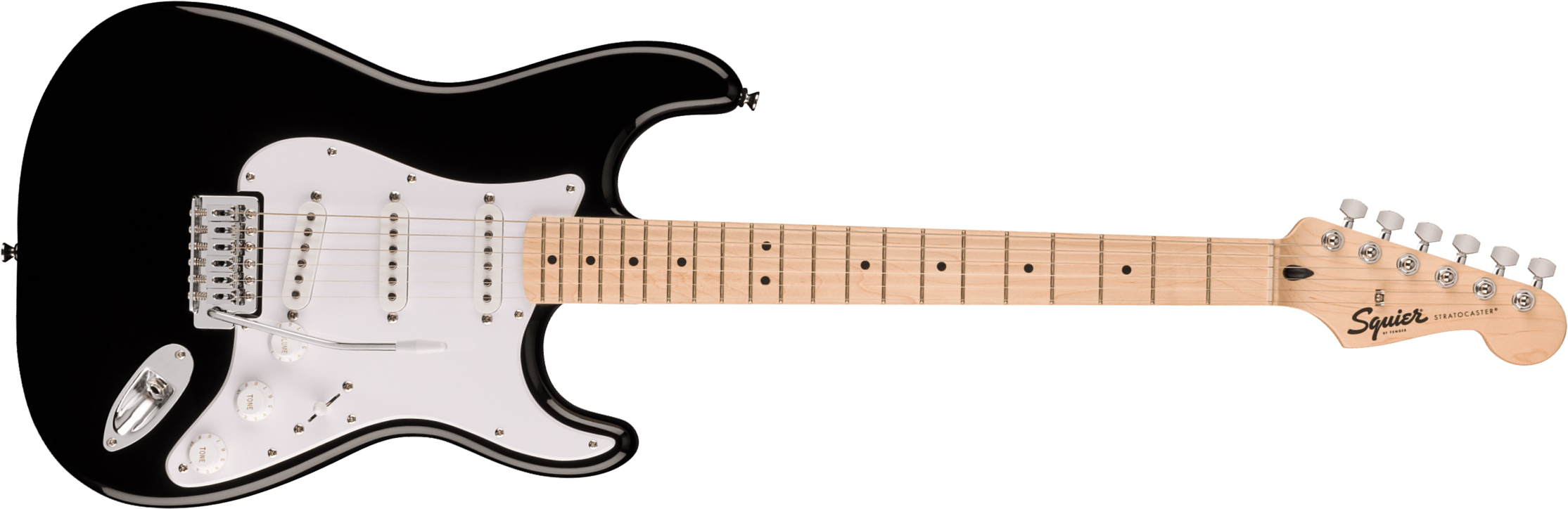 Squier Strat Sonic 3s Trem Mn - Black - Str shape electric guitar - Main picture