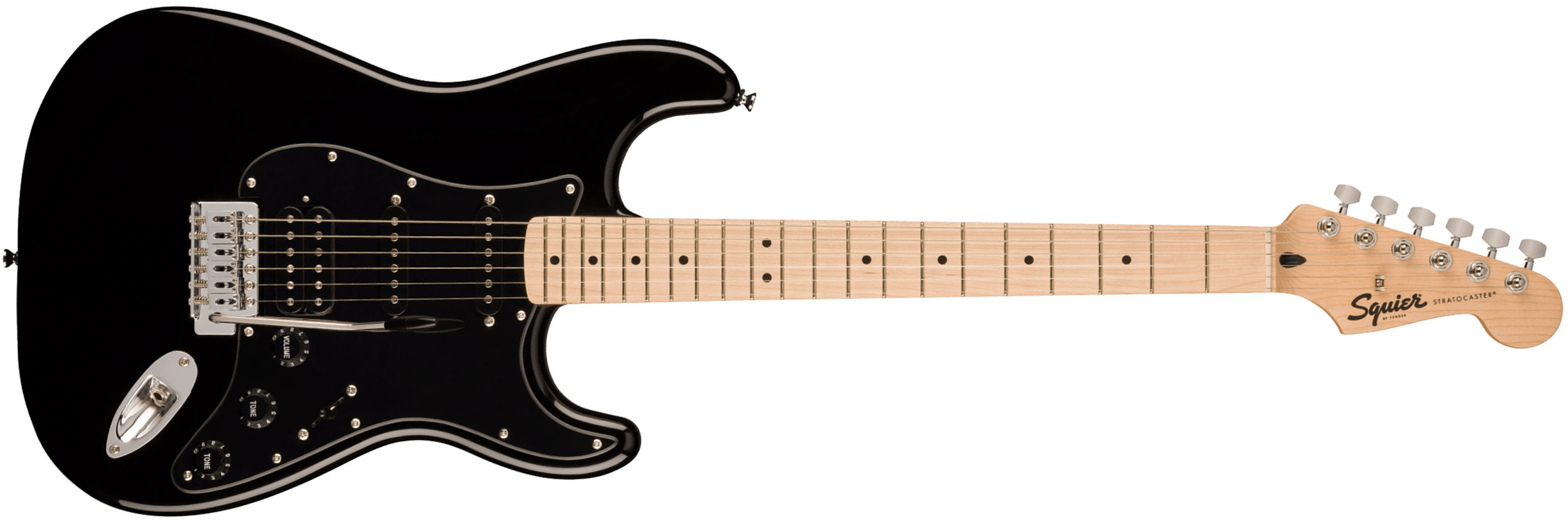 Squier Strat Sonic Hss Trem Mn - Black - Str shape electric guitar - Main picture