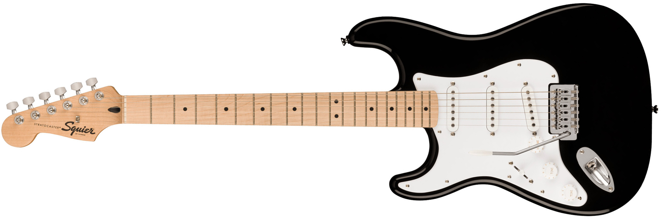 Squier Strat Sonic Lh Gaucher 3s Trem Mn - Black - Left-handed electric guitar - Main picture