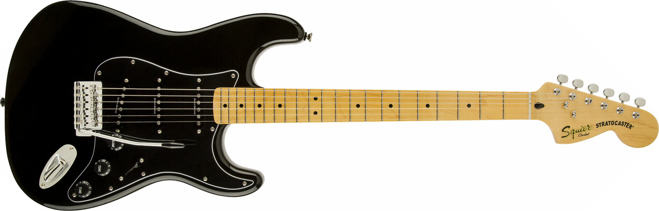 Squier Strat Vintage Modified '70s Mn - Black - Str shape electric guitar - Main picture