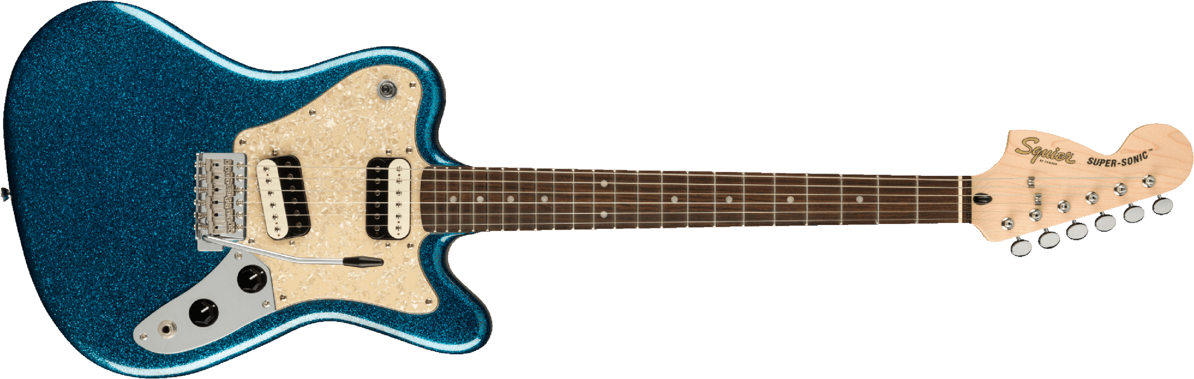 Squier Super-sonic Paranormal Hh Trem Lau - Blue Sparkle - Retro rock electric guitar - Main picture