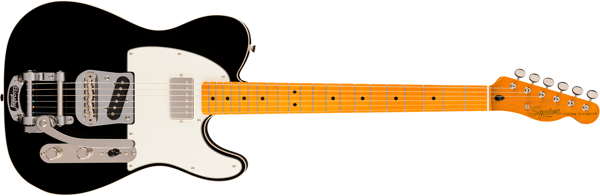 Squier Tele Custom Sh Bigsby Classic Vibe Ltd Sh Trem Mn - Black - Tel shape electric guitar - Main picture
