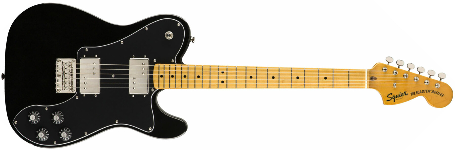 Squier Tele Deluxe Classic Vibe 70s 2019 Hh Mn - Black - Tel shape electric guitar - Main picture
