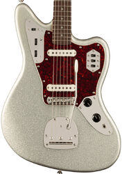 Retro rock electric guitar Squier FSR Classic Vibe '60s Jaguar (LAU) - Silver sparkle matching headstock