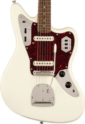 Retro rock electric guitar Squier FSR Classic Vibe '60s Jaguar (LAU) - Olympic white with matching headstock