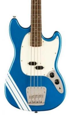 Electric bass for kids Squier FSR Classic Vibe '60s Competition Mustang Bass Ltd (LAU) - Lake placid blue with olympic white stripes