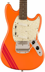 Str shape electric guitar Squier FSR Classic Vibe '60s Competition Mustang Ltd (LAU) - Capri orange w/ dakota red stripes