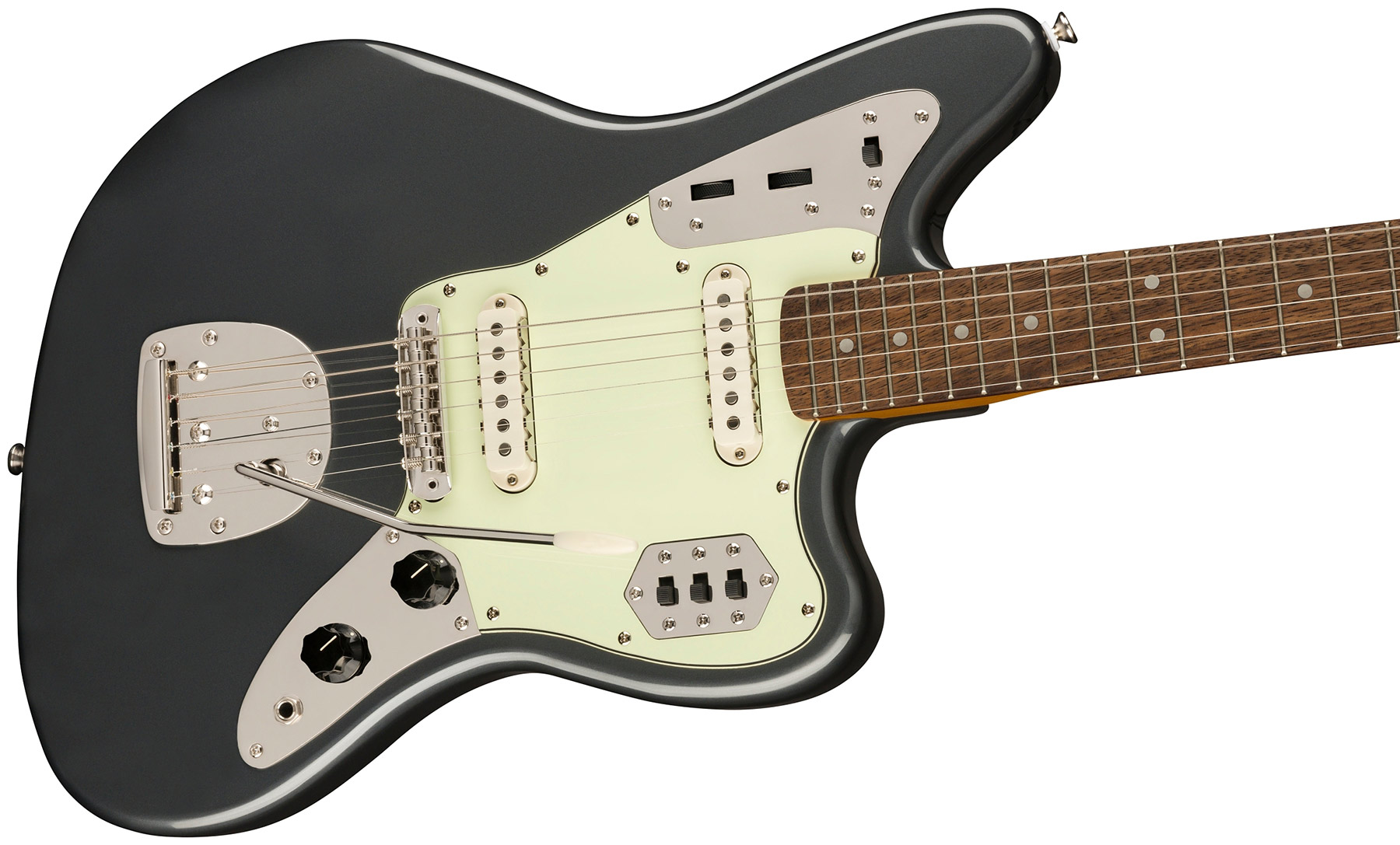Squier Jaguar 60s Classic Vibe Fsr Ltd 2s Trem Lau - Charcoal Frost Metallic - Retro rock electric guitar - Variation 2