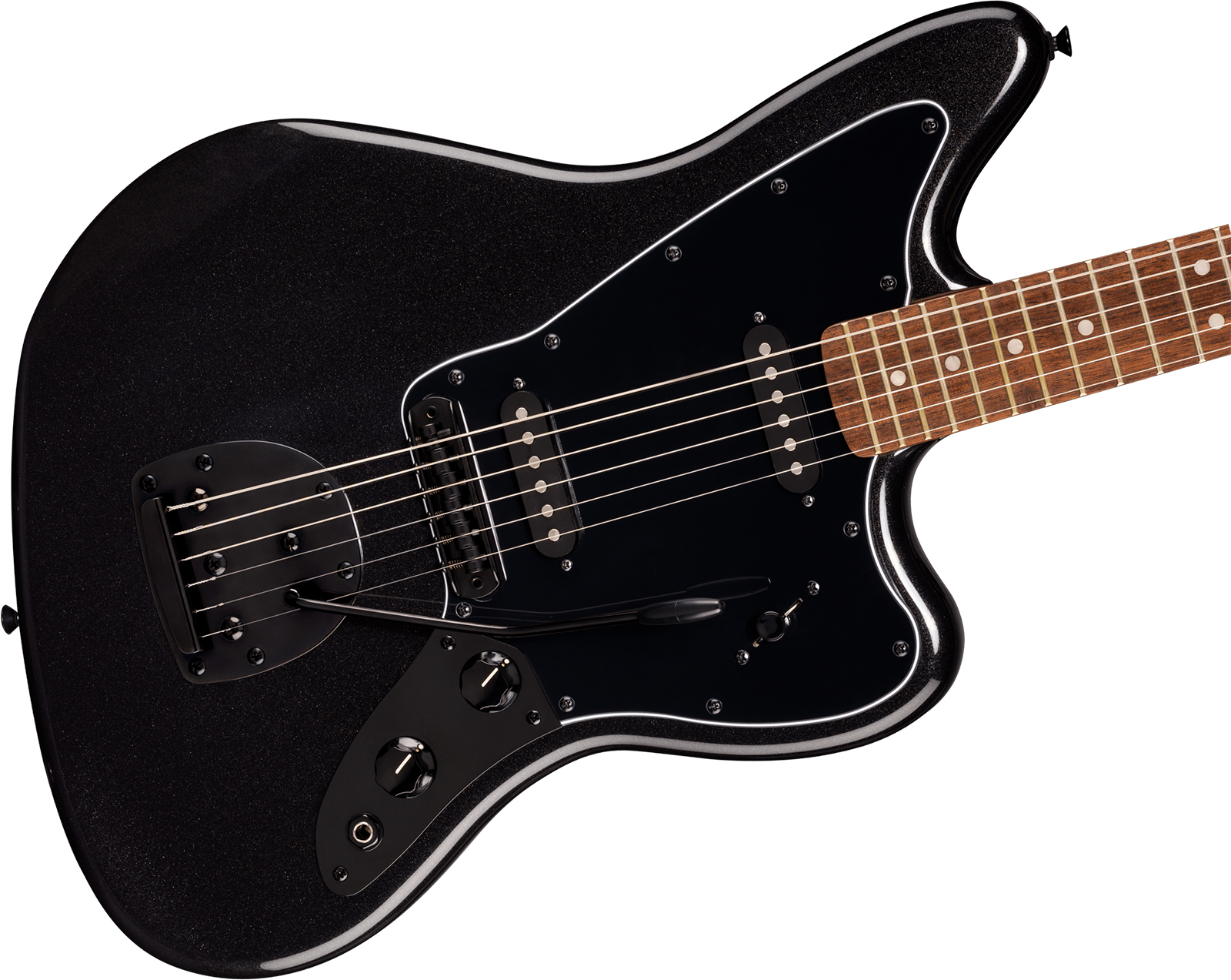 Squier Jaguar Affinity Fsr Shsc 2s Trem Lau - Metallic Black - Retro rock electric guitar - Variation 2