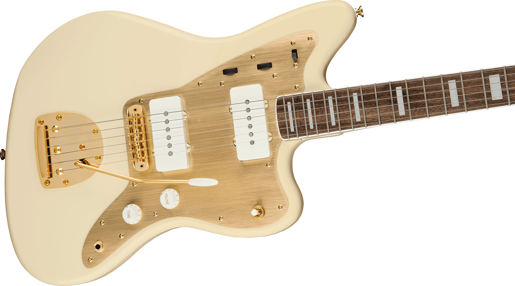 Squier Jazzmaster 40th Anniversary Gold Edition Lau - Olympic White - Retro rock electric guitar - Variation 2