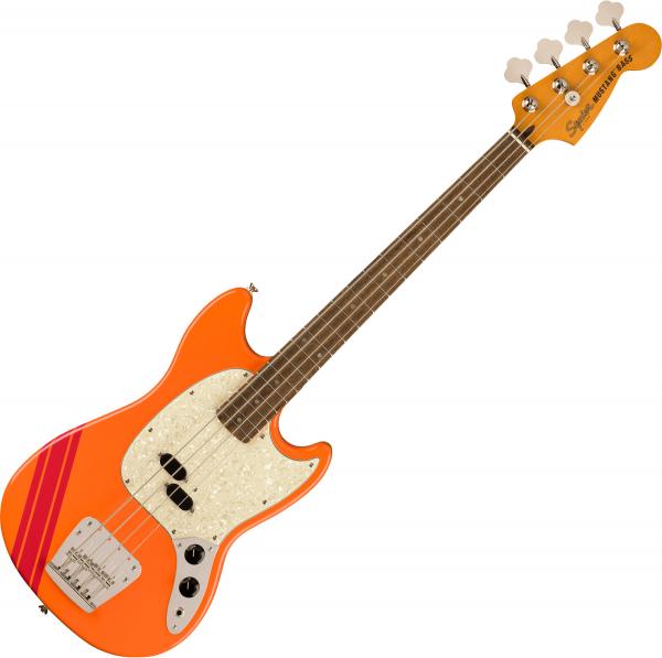 Solid body electric bass Squier FSR Classic Vibe '60s Competition Mustang Bass Ltd (LAU) - Capri orange