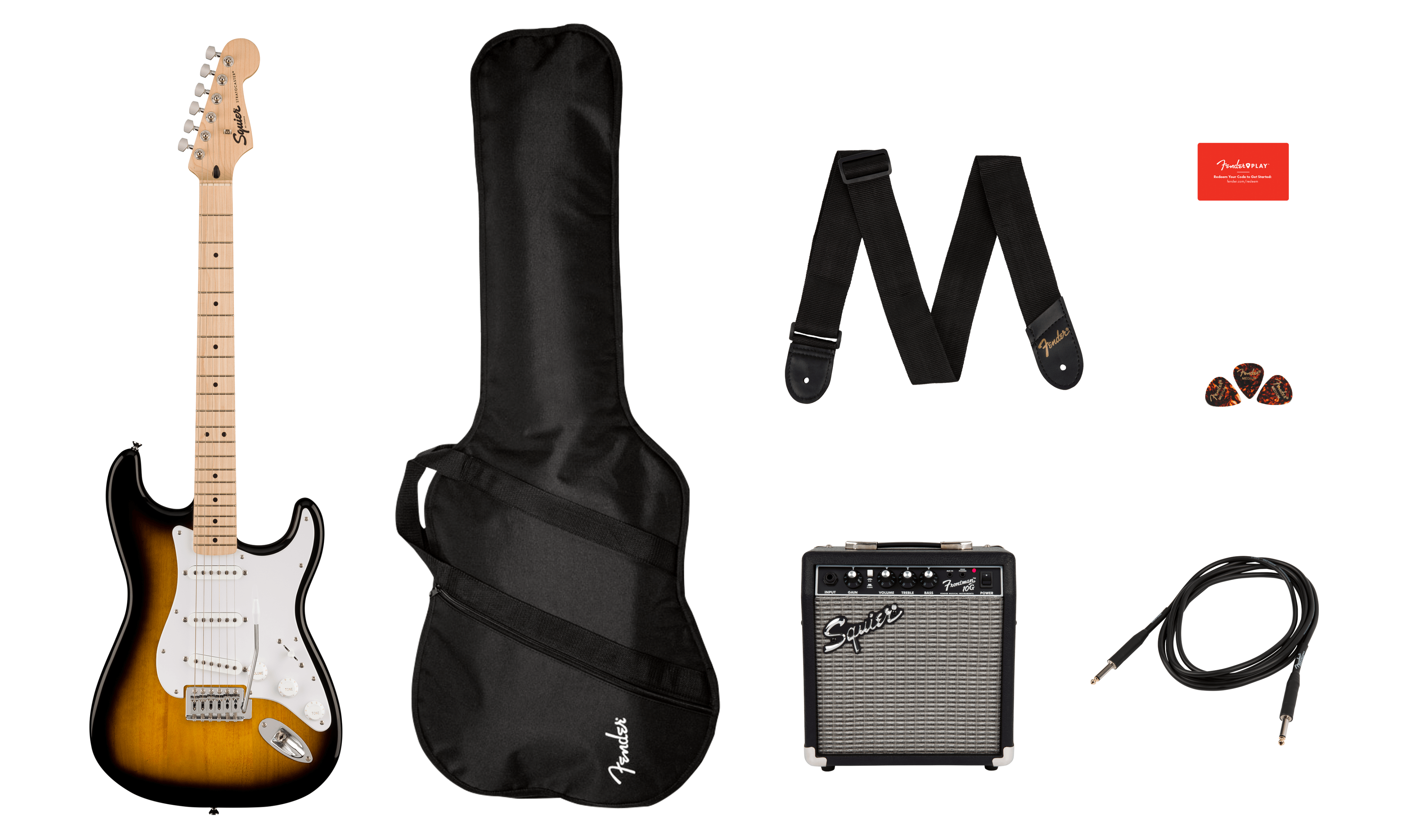 Squier Sonic Strat Pack 3s Trem Mn - 2-color Sunburst - Electric guitar set - Variation 1
