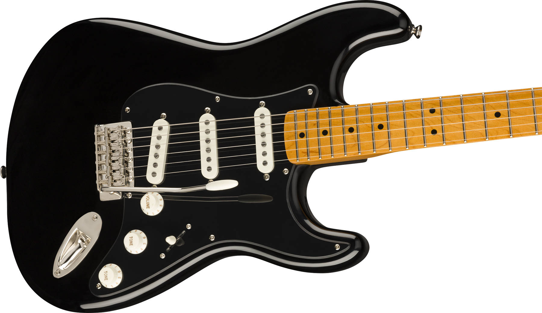 Squier Strat '50s Classic Vibe Fsr Ltd 2020mn - Black With Black Pickguard - Str shape electric guitar - Variation 2