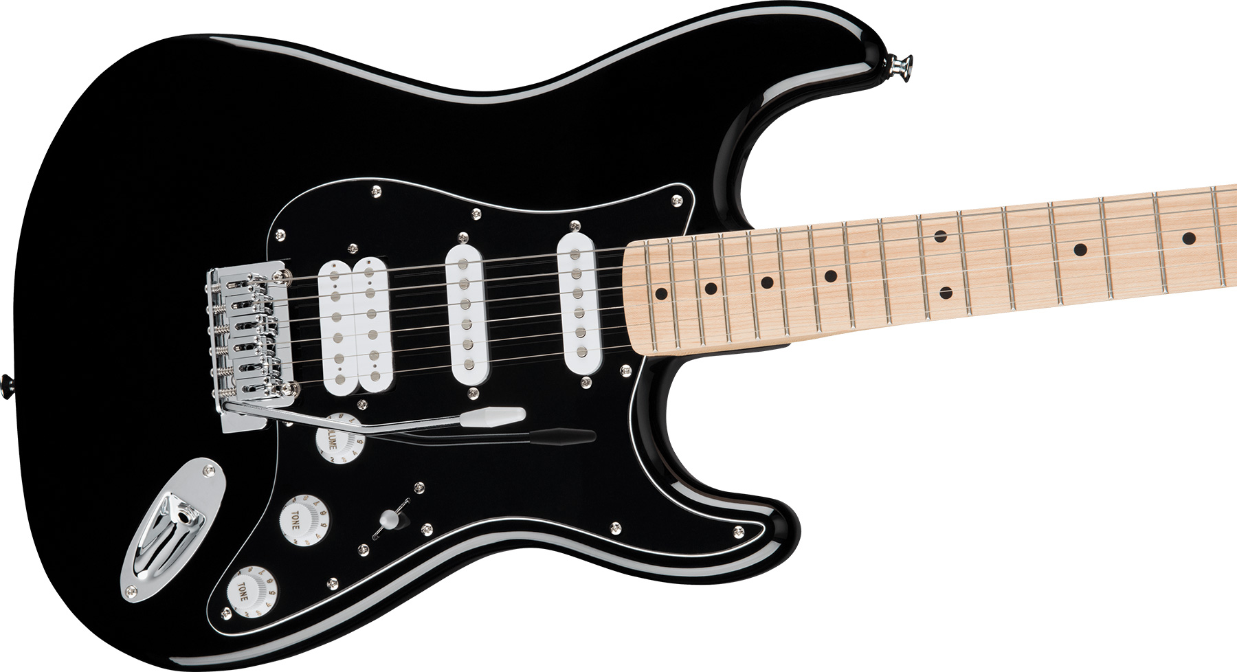 Squier Strat Affinity Black Pickguard Fsr Ltd Hss Trem Lau - Black - Str shape electric guitar - Variation 2