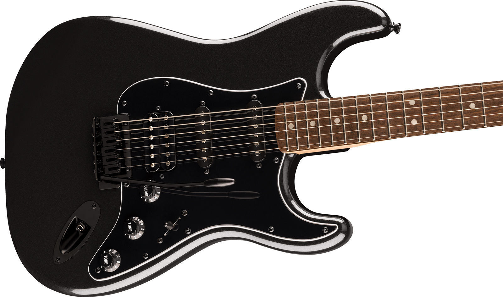 Squier Strat Hss Affinity Fsr Ltd Trem Lau - Metallic Black Matching Headstock - Str shape electric guitar - Variation 2