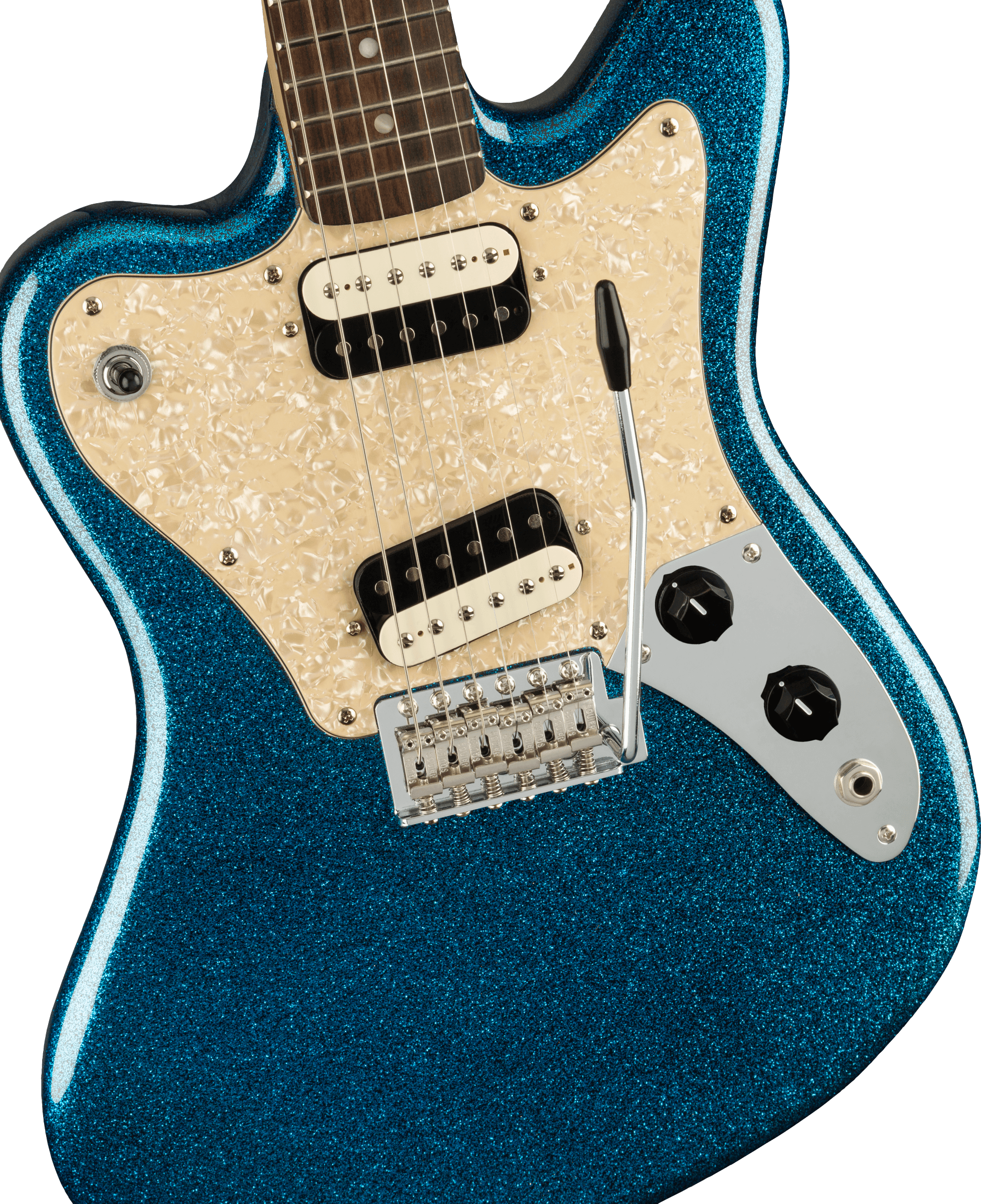 Squier Super-sonic Paranormal Hh Trem Lau - Blue Sparkle - Retro rock electric guitar - Variation 2