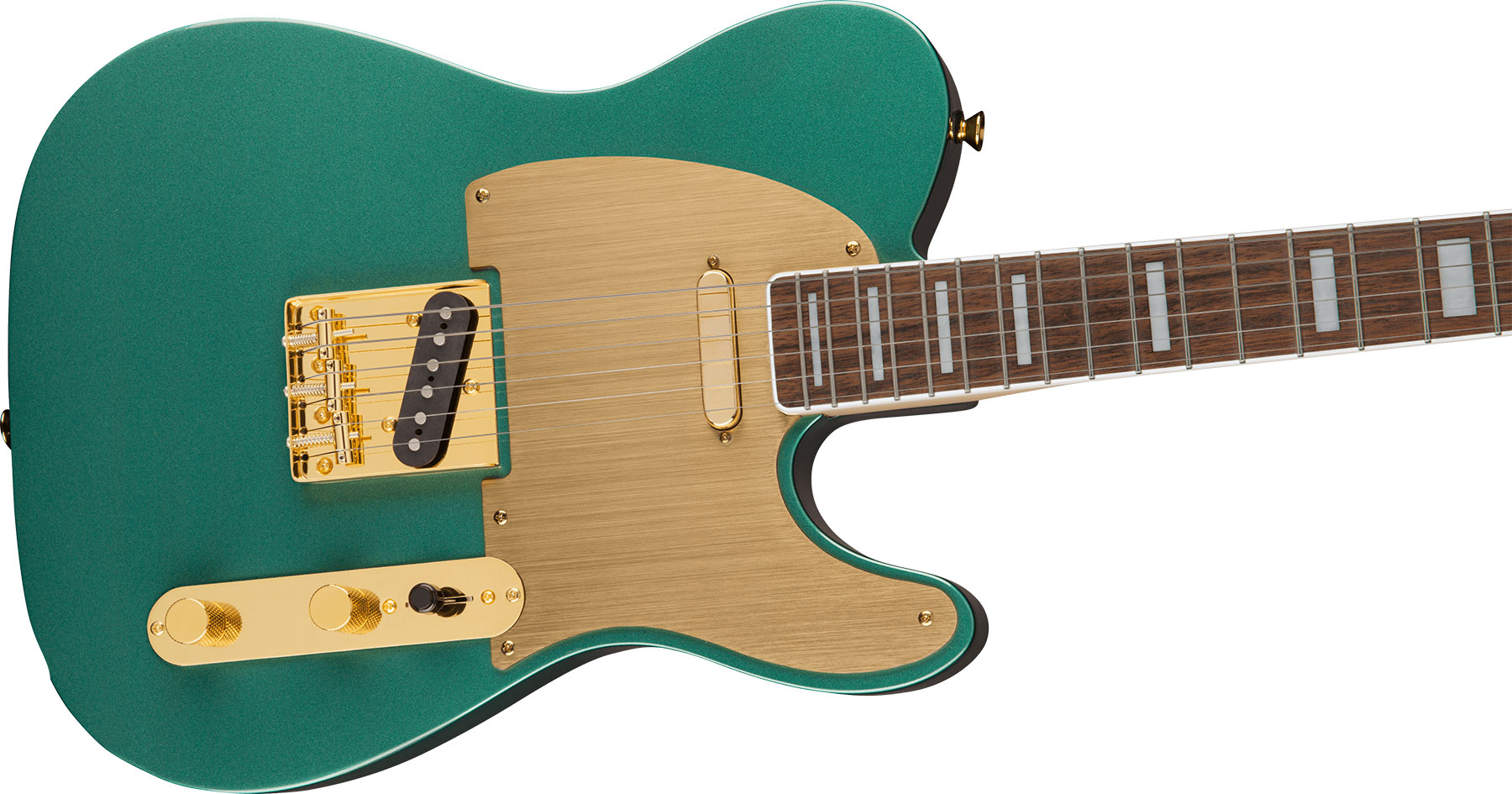 Squier Tele 40th Anniversary Gold Edition Lau - Sherwood Green Metallic - Tel shape electric guitar - Variation 2