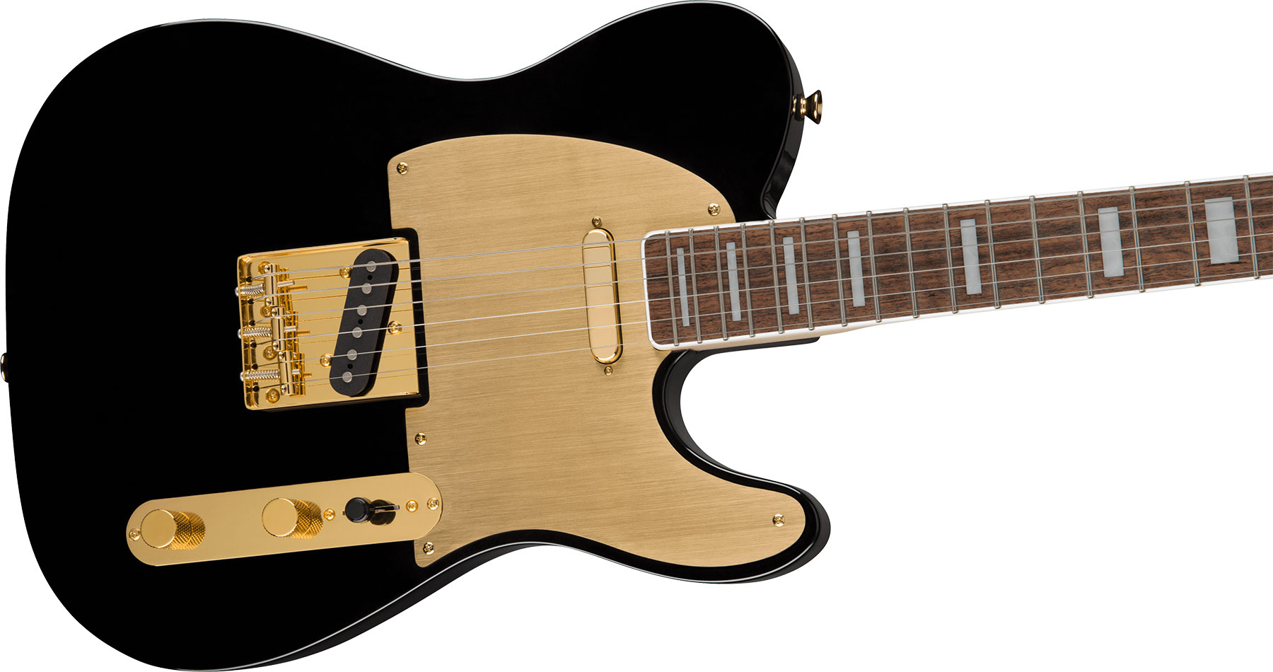 Squier Tele 40th Anniversary Gold Edition Lau - Black - Tel shape electric guitar - Variation 2