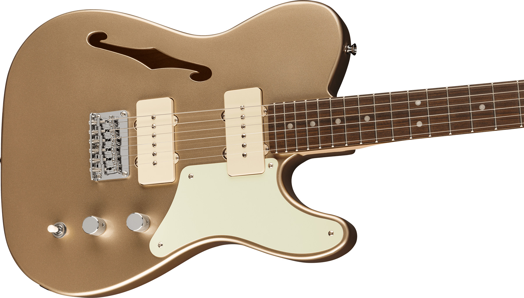 Squier Tele Cabronita Thinline Mint Pickguard Paranormal Fsr 2s Ht Lau - Shoreline Gold - Semi-hollow electric guitar - Variation 2