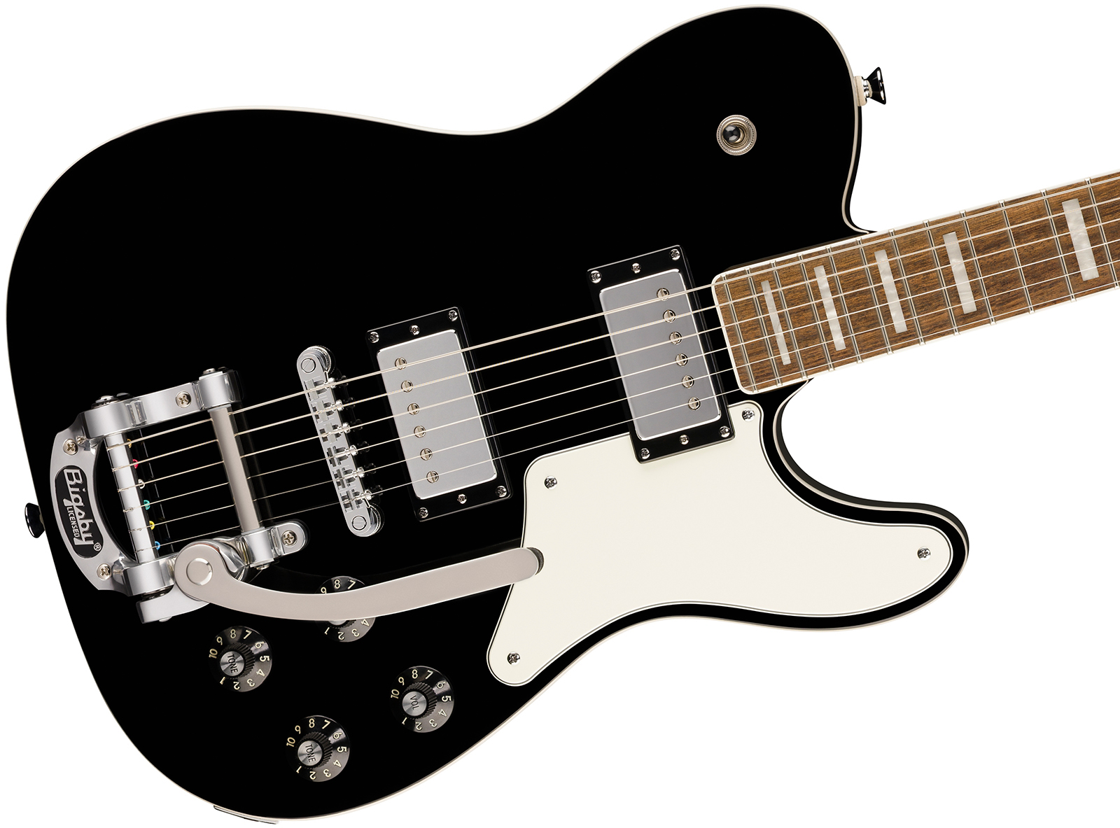 Squier Tele Deluxe Troublemaker Bigsby Paranormal Paranormal 2h Trem Lau - Black - Tel shape electric guitar - Variation 2