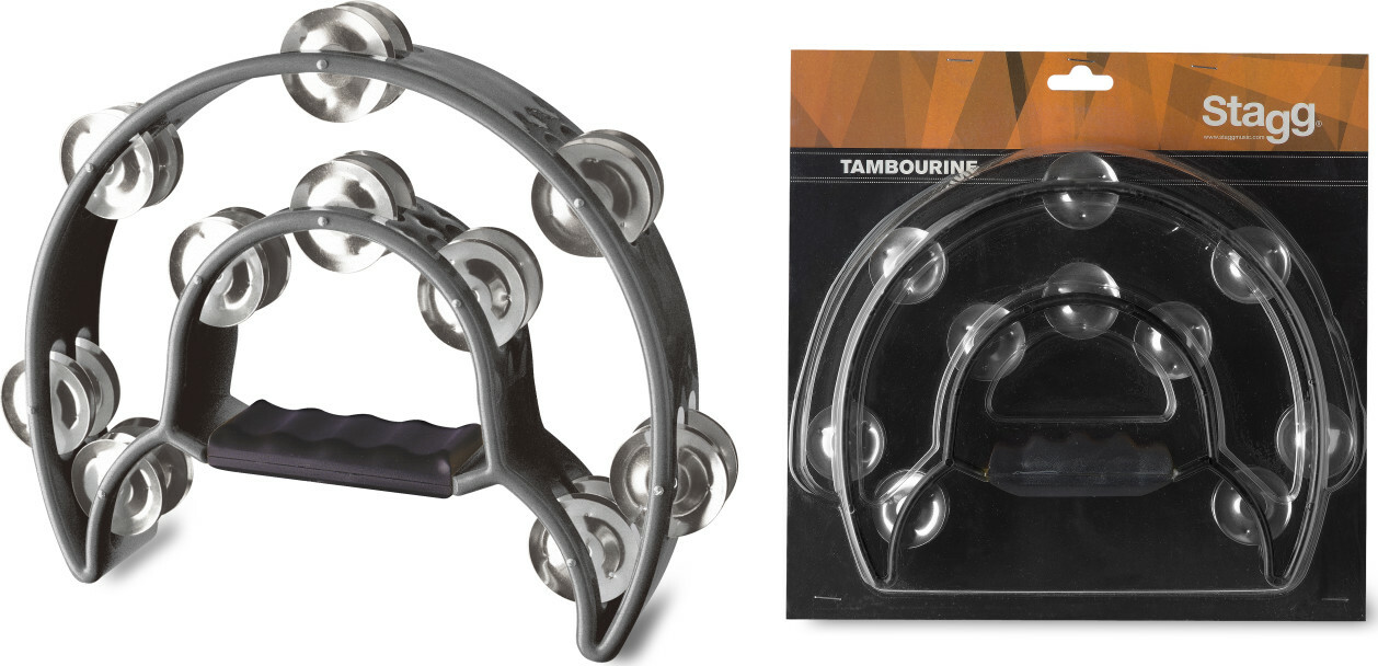 Stagg Tab-1 Bk Tambourin En Plastique Avec 20 Cymbalettes Black - Shake percussion - Main picture