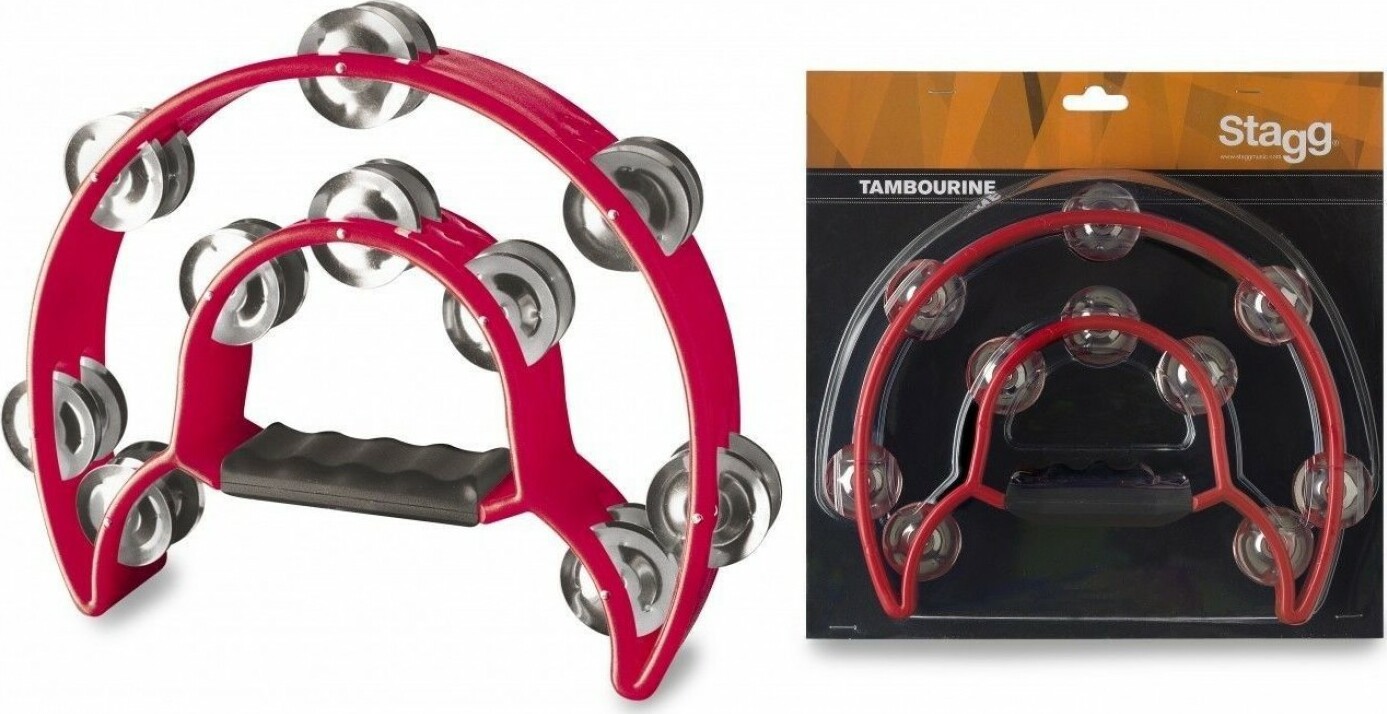 Stagg Tab-1 Rd Tambourin En Plastique Avec 20 Cymbalettes Rouge - Shake percussion - Main picture