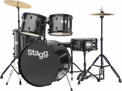 Standard drum kit Stagg TIM122B + hardware + cymbales - 5 shells - Noir
