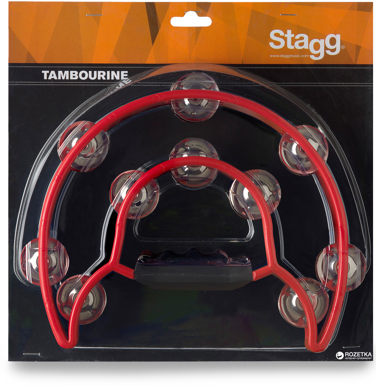 Stagg Tab-1 Rd Tambourin En Plastique Avec 20 Cymbalettes Rouge - Shake percussion - Variation 1