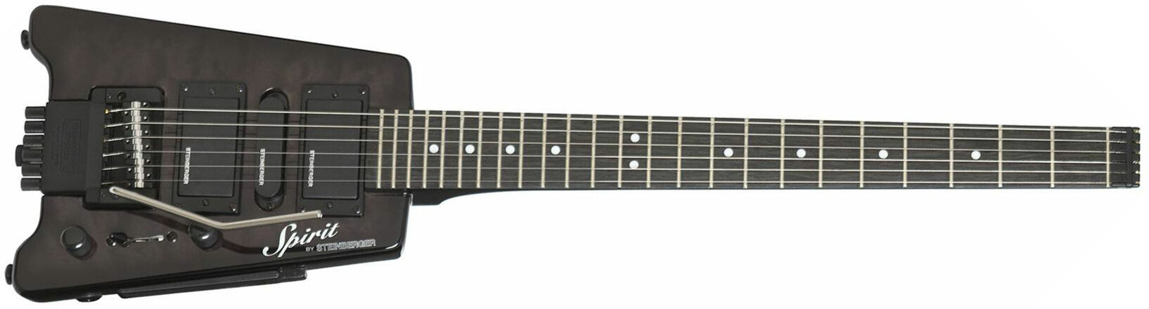 Steinberger Gt-pro Deluxe Quilt Top Outfit Hsh Trem Rw +housse - Trans Black - Travel & mini electric guitar - Main picture