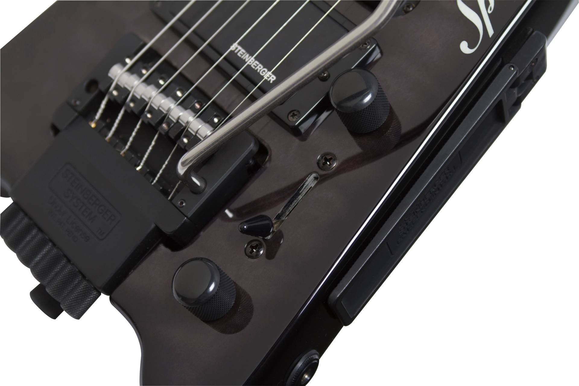 Steinberger Gt-pro Deluxe Quilt Top Outfit Hsh Trem Rw +housse - Trans Black - Travel & mini electric guitar - Variation 1