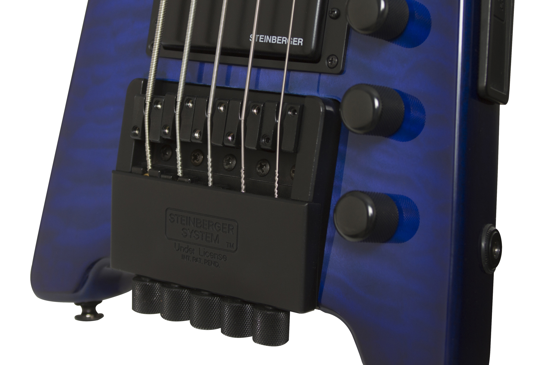 Steinberger Xt-25 Quilt Top Standard Bass Outfit Hh Rw +housse - Trans Blue - Travel electric bass - Variation 2