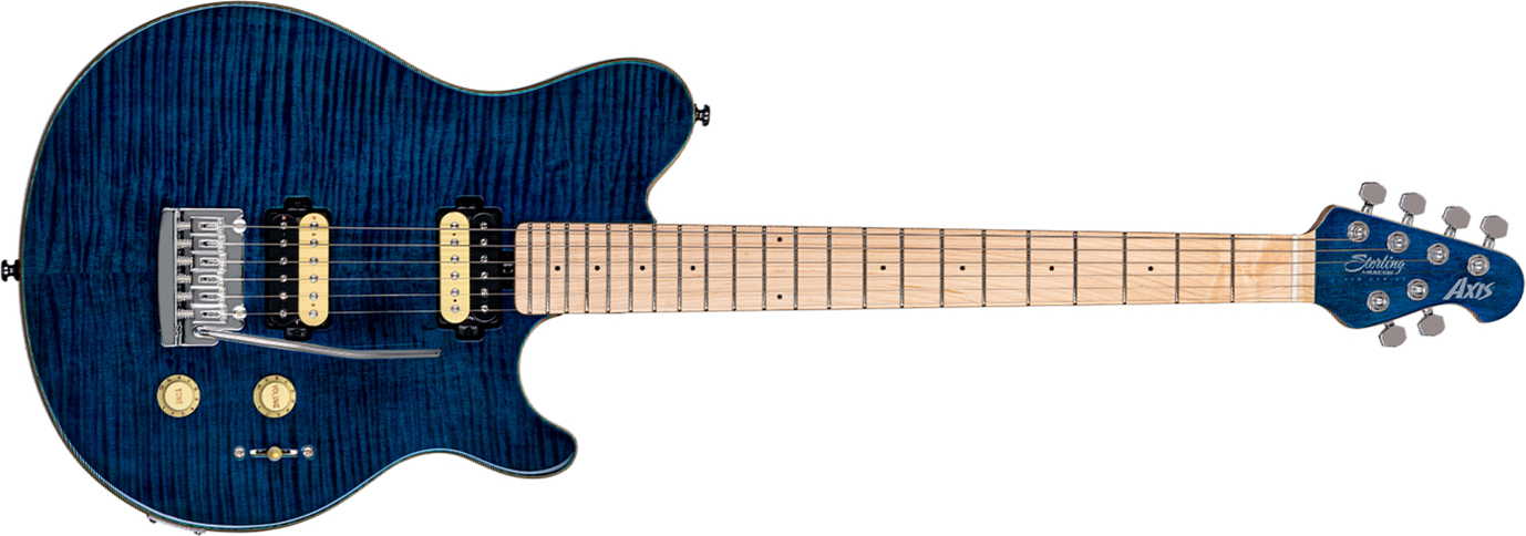 Sterling By Musicman Axis Flame Maple Ax3fm Hh Trem Mn - Neptune Blue - Single cut electric guitar - Main picture