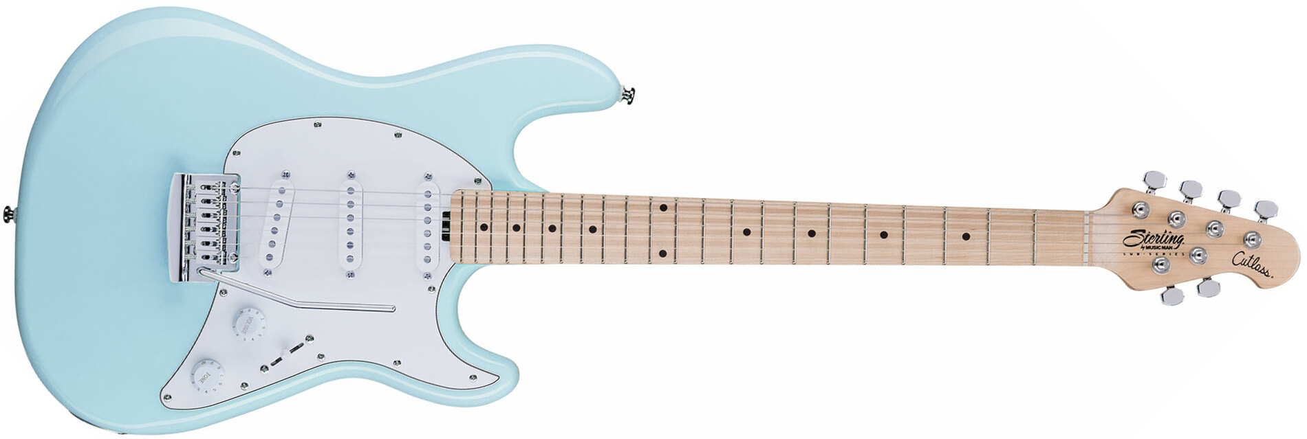 Sterling By Musicman Cutlass Ct30sss 3s Trem Mn - Daphne Blue - Str shape electric guitar - Main picture