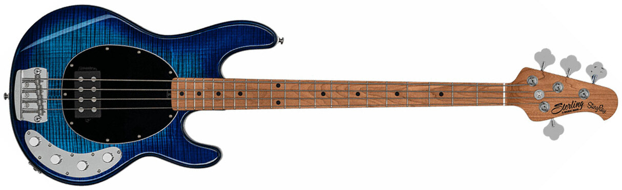 Sterling By Musicman Stingray Ray34fm H Active Mn - Neptune Blue - Solid body electric bass - Main picture