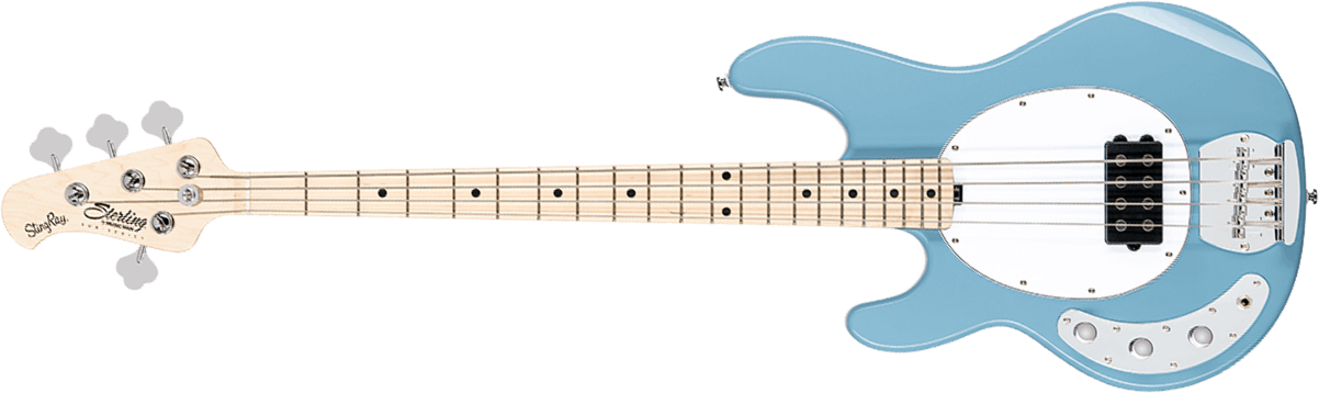 Sterling By Musicman Stingray Ray4h Lh 4c Gaucher Active Mn - Chopper Blue - Solid body electric bass - Main picture