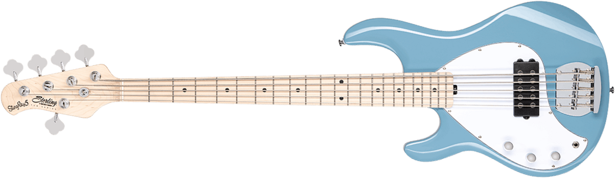 Sterling By Musicman Stingray Ray5h Lh 5c Gaucher Active Mn - Chopper Blue - Solid body electric bass - Main picture
