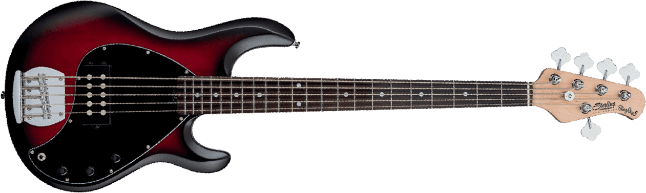 Sterling By Musicman Sub Ray5 5-cordes Active Jat - Red Ruby Burst Satin - Solid body electric bass - Main picture