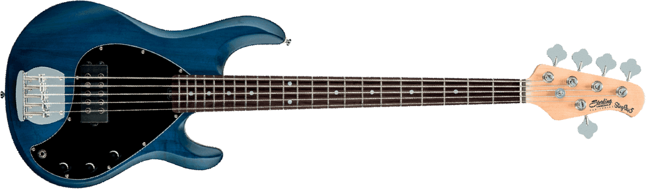 Sterling By Musicman Sub Ray5 5-cordes Active Jat - Trans Blue Satin - Solid body electric bass - Main picture